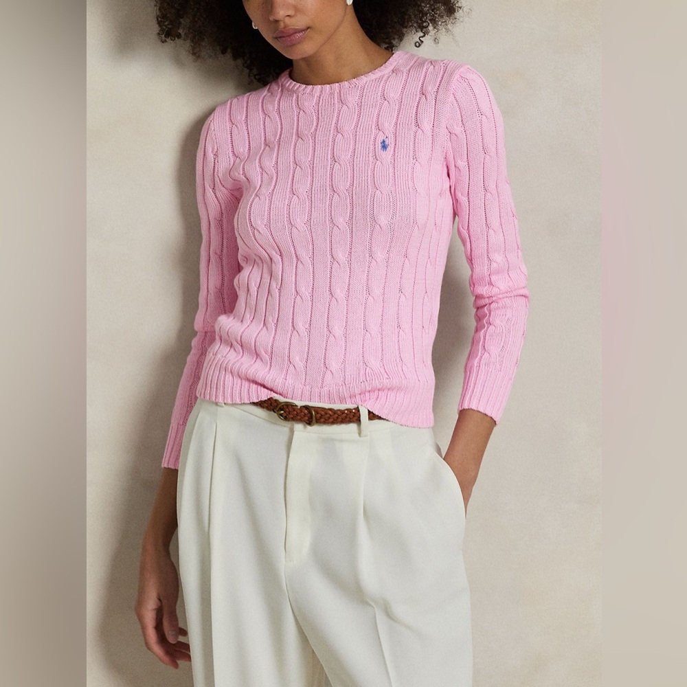 Ralph Lauren | Pink 100% Cotton Cable Knit‎ Sweater L - Picture 5 of 10